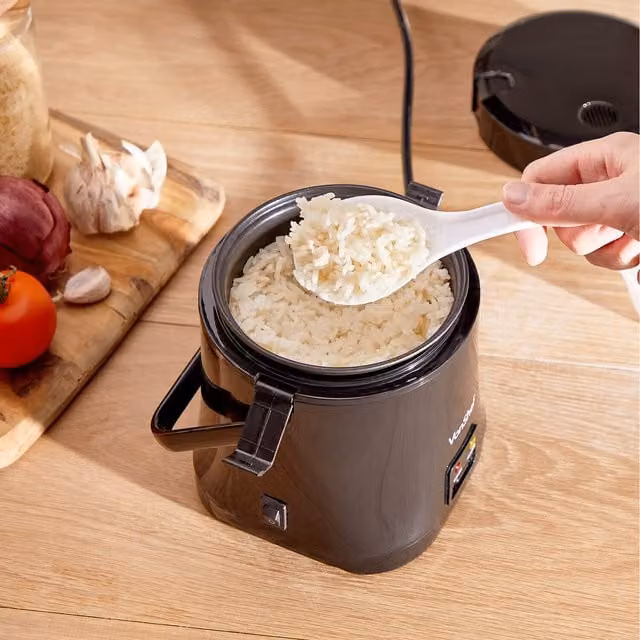 VonShef Rice Cooker with Non-Stick Removable Plastic Cooking Pot, Black