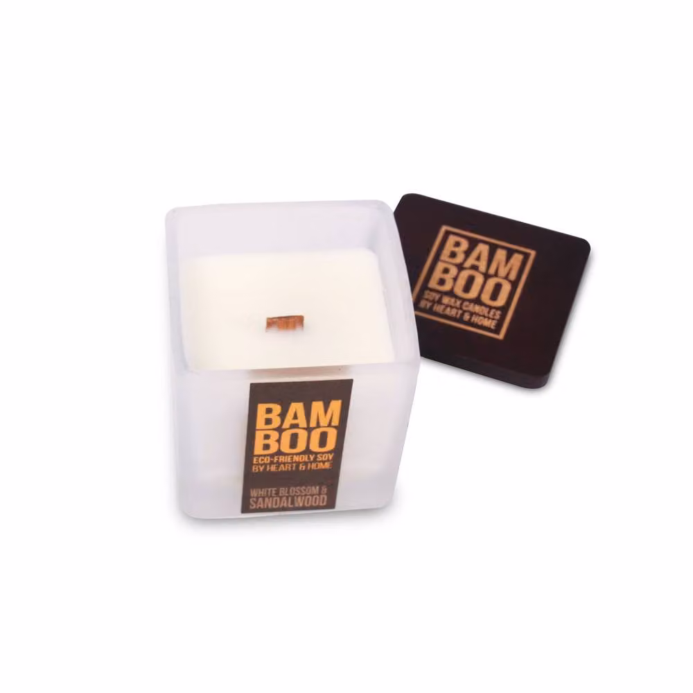 Bamboo Small White Blossom & Sandalwood Soy Wax Candle in Cool White – 3