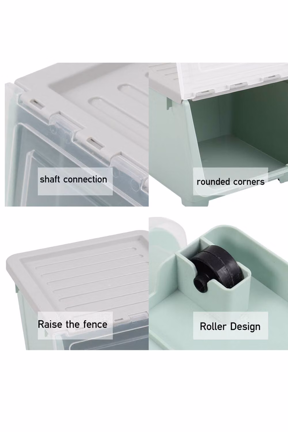 ExtraStar Stackable Plastic Flip Top Storage Box with Lid and Wheels, Green – 4