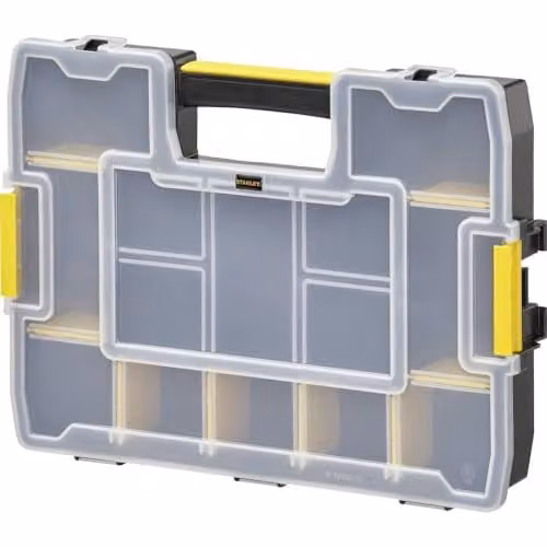 Stanley Sortmaster Junior Organiser with 14 Compartments, Multicolour and Transparent