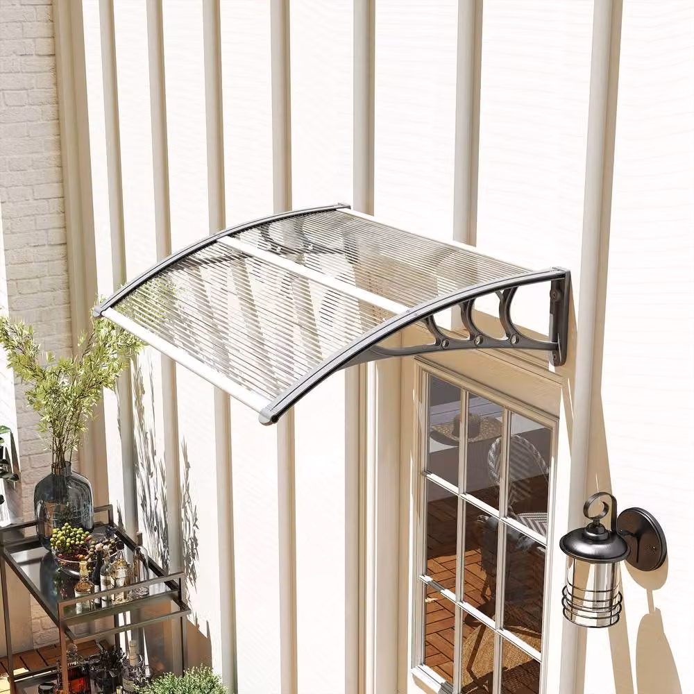 Rolipo Clear Front Door Canopy Awning Rain Shelter, W: 100 cm, D: 75 cm – 2