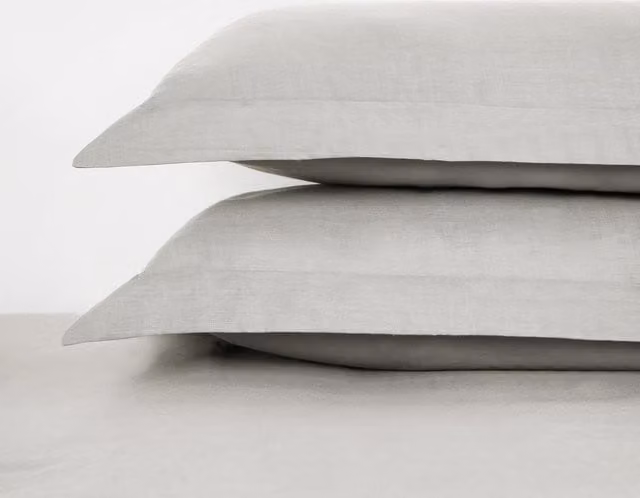 Highams Pair of Soft Oxford Edge Pillowcases in Silver Grey