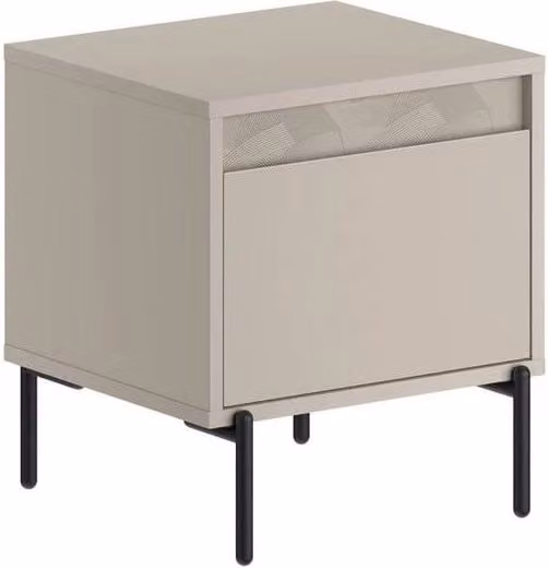 Havendro Sandstone 1 Door Bedside Table in Grey with Black Legs – 1