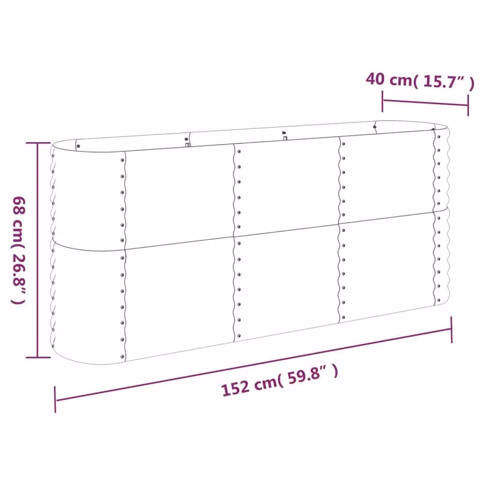 Berkfield Home Garden Silver Powder-coated Steel Raised Bed, W/D/H: 152 x 40 x 68 cm – 3