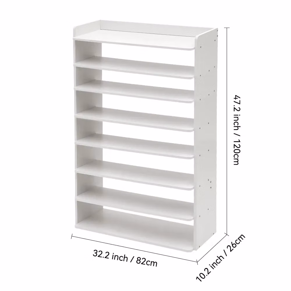 Living and Home 8-Tier Shoe Rack Cabinet in White, Width: 82 cm – 5