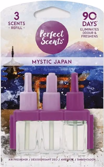 Perfect Scents Plug In Refill Oil for 3 Volution Mystic Japan Scents, Clear and Purple, 100g