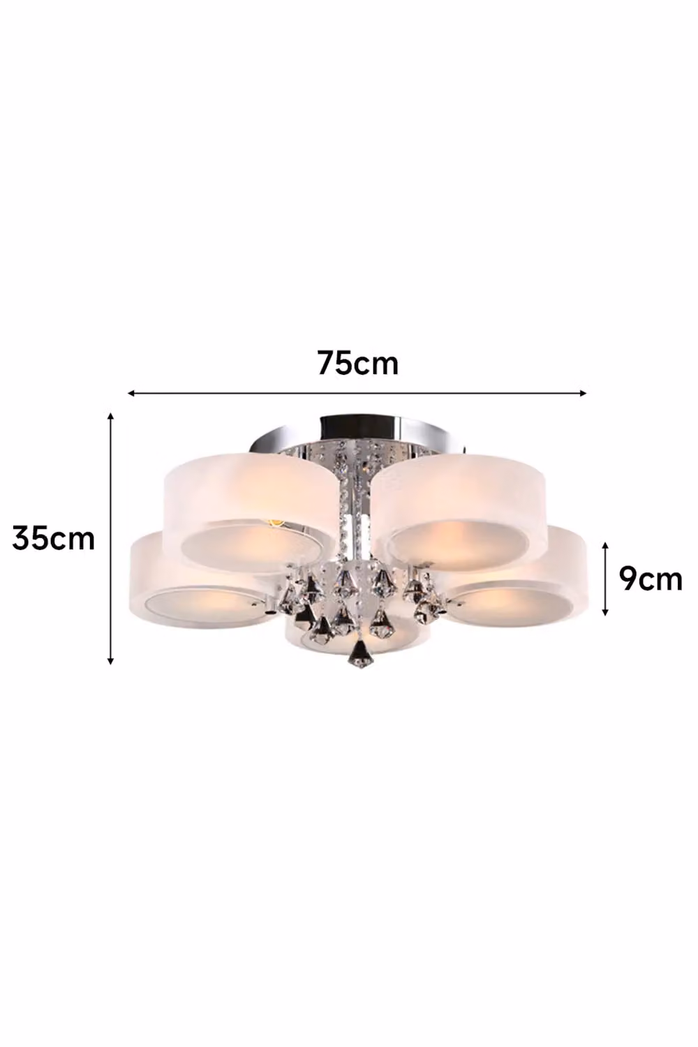 Living and Home Modern Round Acrylic LED Semi Flush Mount Ceiling Light with Crystal Accent in White – 2