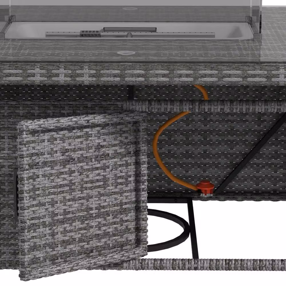 Wyld Haus Ravezi Grey Rattan 6 Seater Garden Dining Set with Fire Pit Table – 7