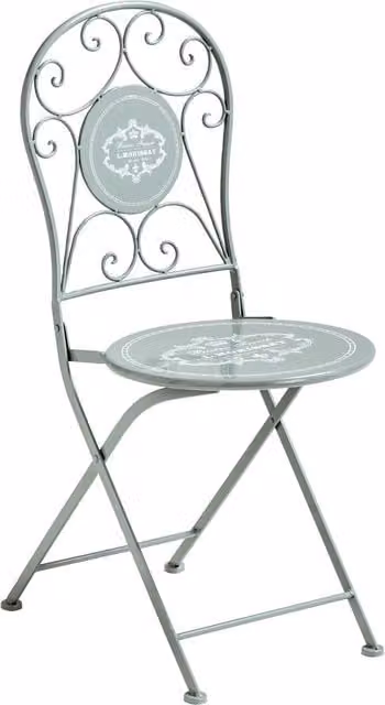 Premier Housewares Cafe Cassis Grey Lacquered Metal Chair, W/D/H: 55 x 38 x 92 cm – 1