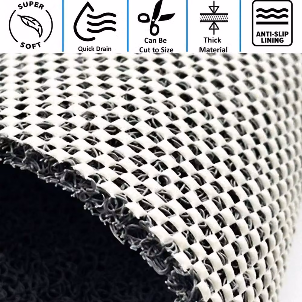 NESTLUNE Non-Slip Anti-Mould Corner Shower Mat in Grey, W/D: 53 x 53 cm – 3