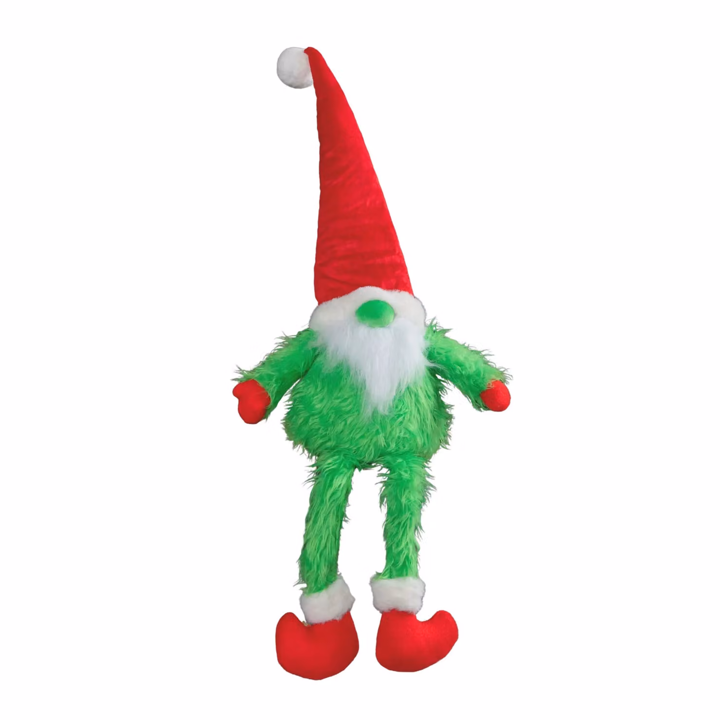 Samuel Alexander Green Fur Christmas Sitting Gronk Tabletop Decoration with Santa Hat, Height: 35 cm – 5