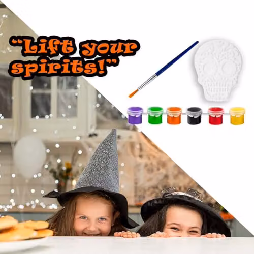 VFM e-Store Halloween Decorations Craft Paint Kit with 23.5 cm Skull in White – 8