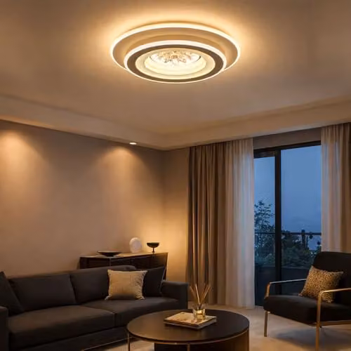 Globo Lighting LED Crystal Ceiling Light with Remote Control, Dimmable CCT and Timer, White and Chrome, Diameter: 46 cm – 4