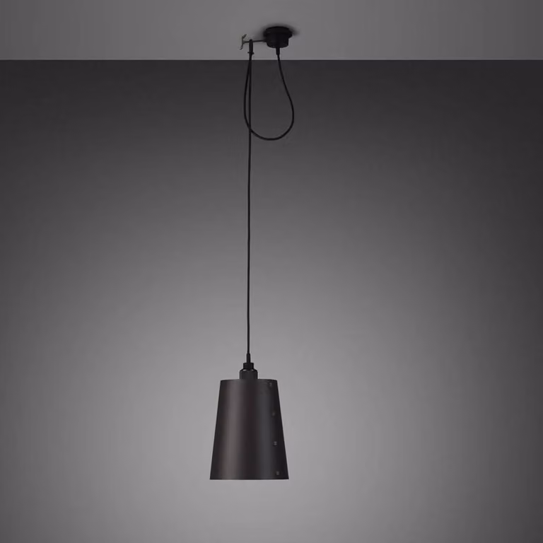 Buster + Punch Hooked 1.0 Suspended Pendant Light in Black Metal with Dome Shade