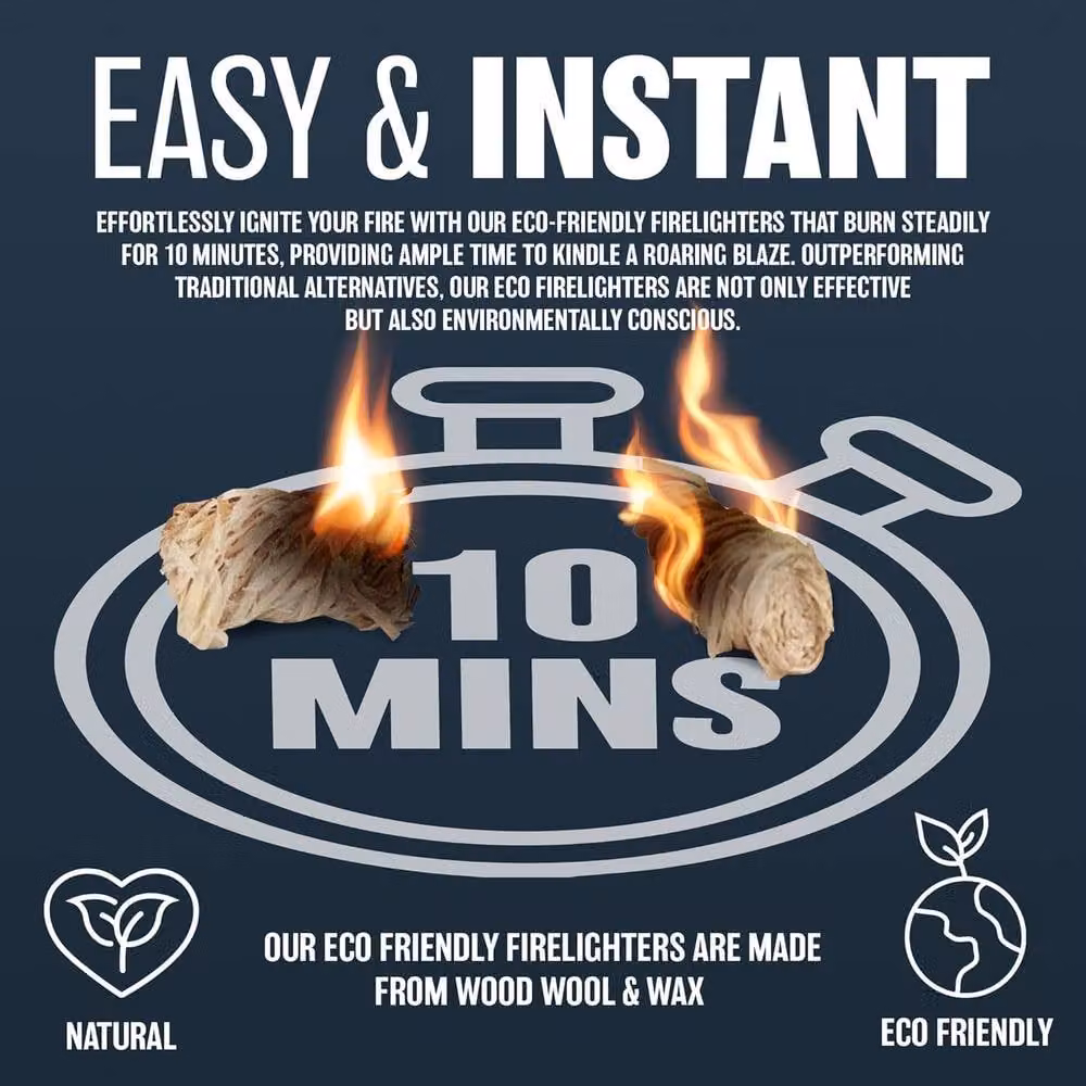 BARGAINS-GALORE 200 Pack Natural Wood and Wax Wool Firelighters – 4