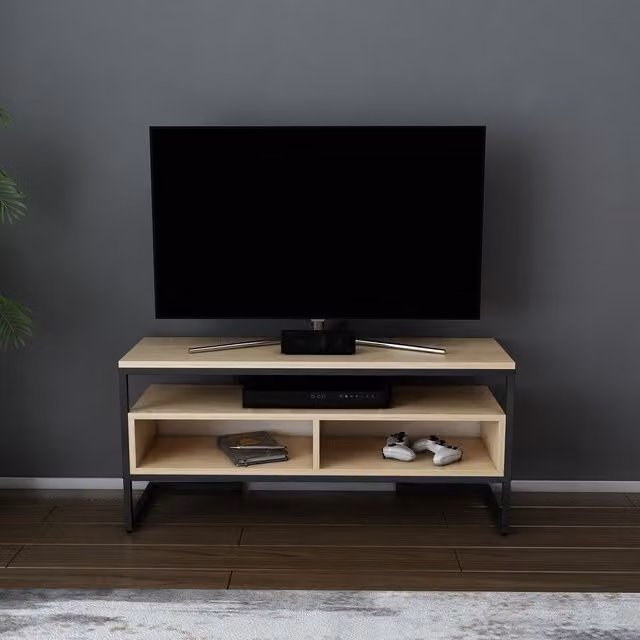 Decorotika Merrion Modern Oak TV Unit in Black and Brown, Width: 51 cm
