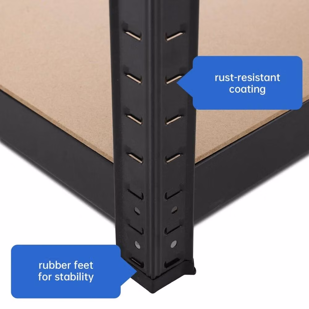 Kelvenix Black Metal and MDF Freestanding Shelving Unit with Adjustable Shelves, H x W x D: 180 x 120 x 45 cm – 4