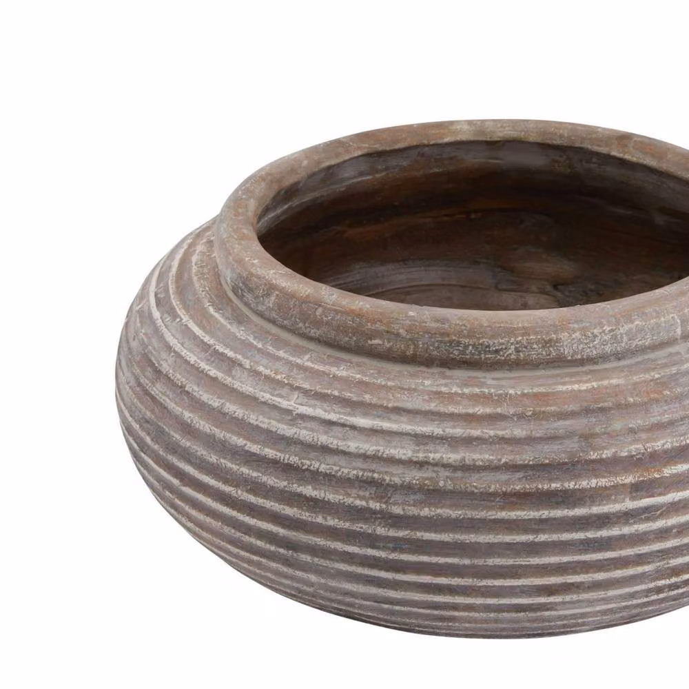 Hill Interiors Siena Ribbed Round Ceramic Planter in Brown, W/D/H: 19 x 19 x 41 cm – 2