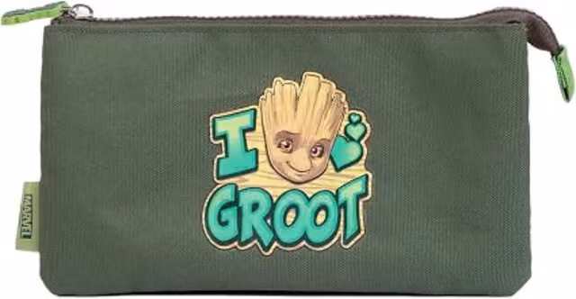 Marvel Green School Flat Pouch with Zip