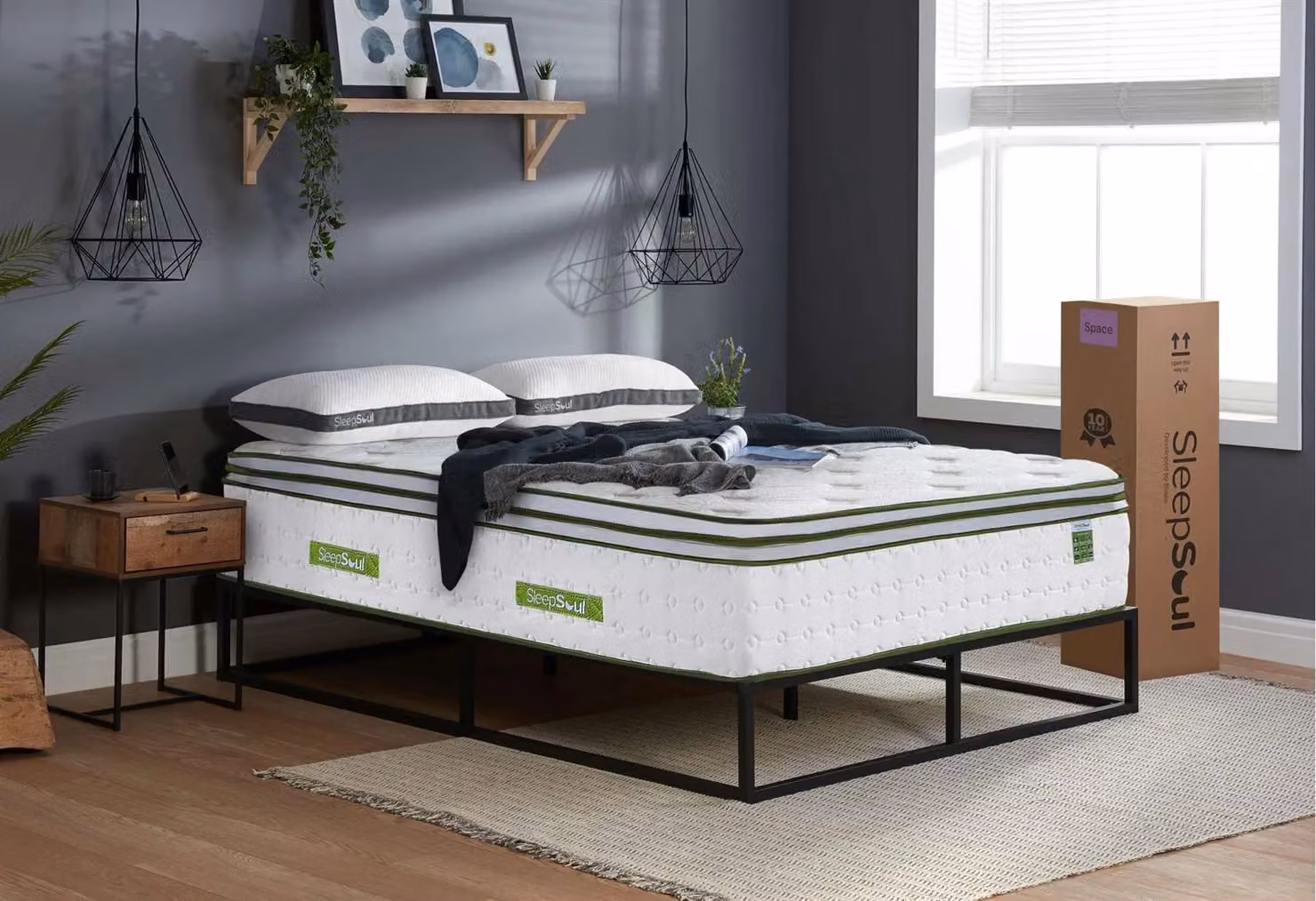 SleepSoul Hybrid Memory Foam Pocket Sprung Mattress in White, W/D/H: 200 x 200 x 38 cm – 2