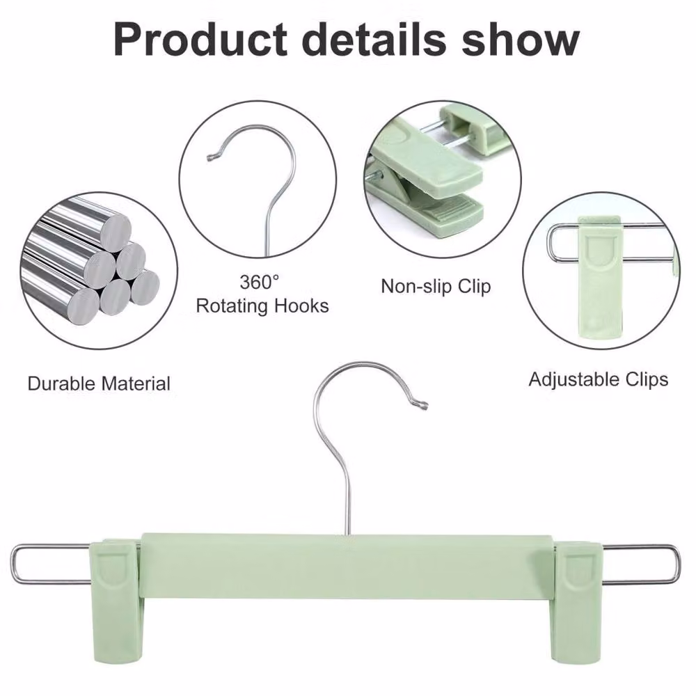 Kelvenix Green Skirt Hangers with Non-Slip Adjustable Clips and Swivel Hooks – 2