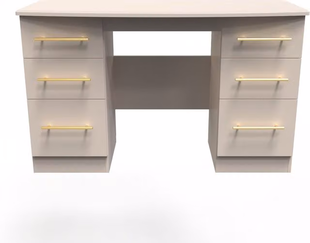 2 U Helmsley Ready Assembled 6 Drawer Kneehole Desk in Taupe