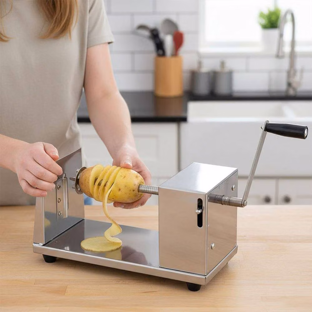 Dragodirect Manual Stainless Steel Potato Spiral Slicer with Tornado Skewers in Silver – 2