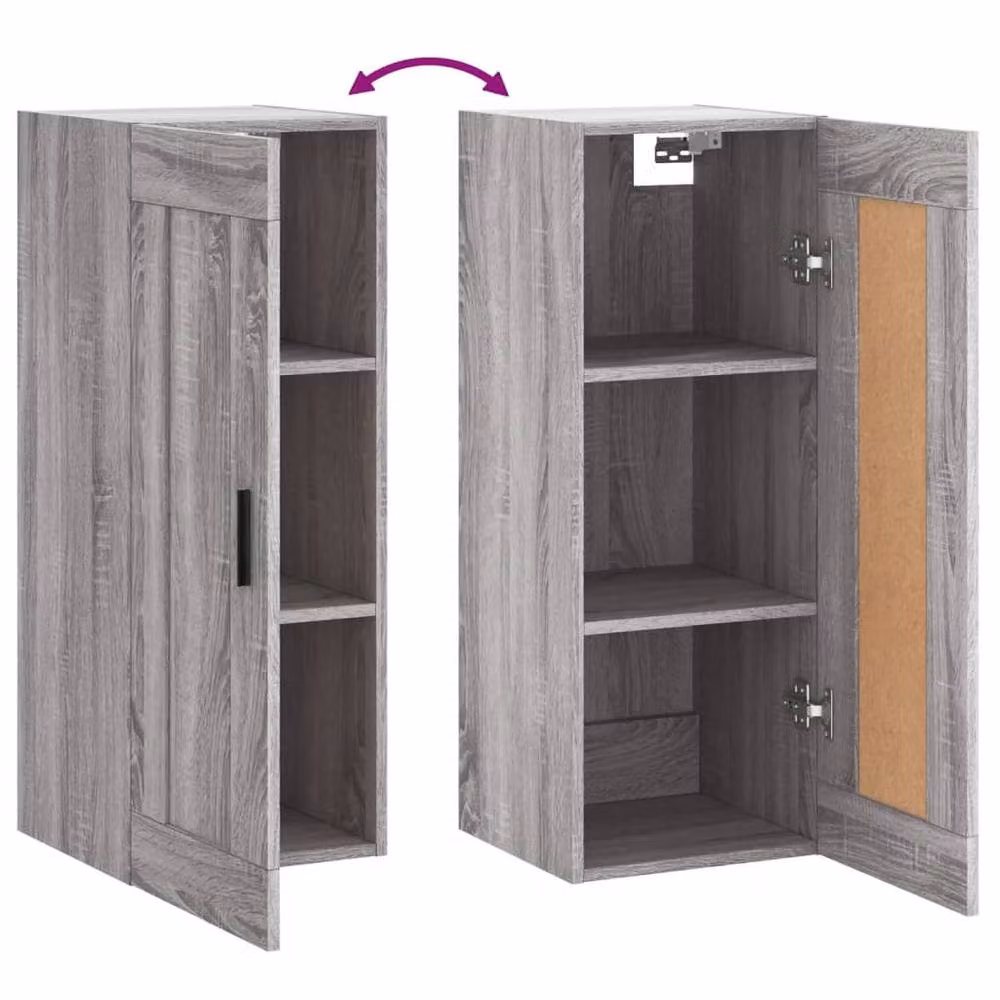 Berkfield Home Wall Mounted Cabinet in Grey, W/D/H: 34.5 x 34 x 90 cm – 3
