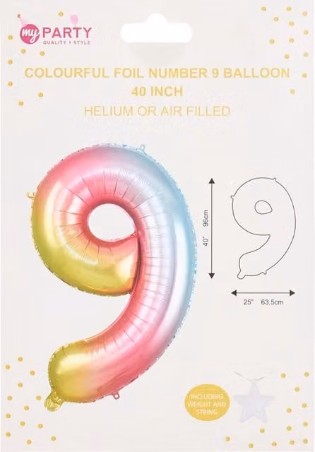 My Party Multicolour Number 9 Foil Balloon