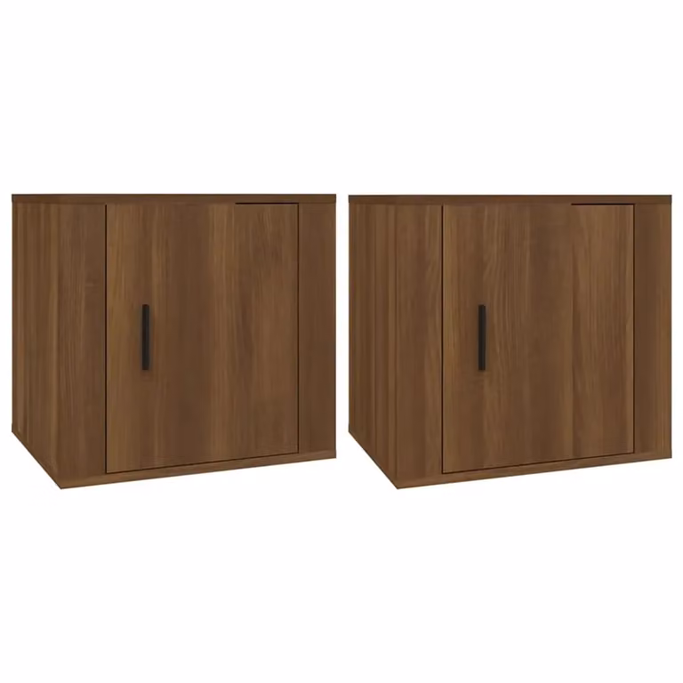 Berkfield Home Set of 2 Brown Oak Bedside Cabinets W: 50 cm, D: 39 cm, H: 47 cm