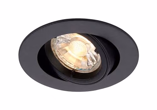 Netlighting Cast Round Recessed Downlight, Adjustable and Dimmable, Matt Black, 80mm Cutout, IP20 – 1