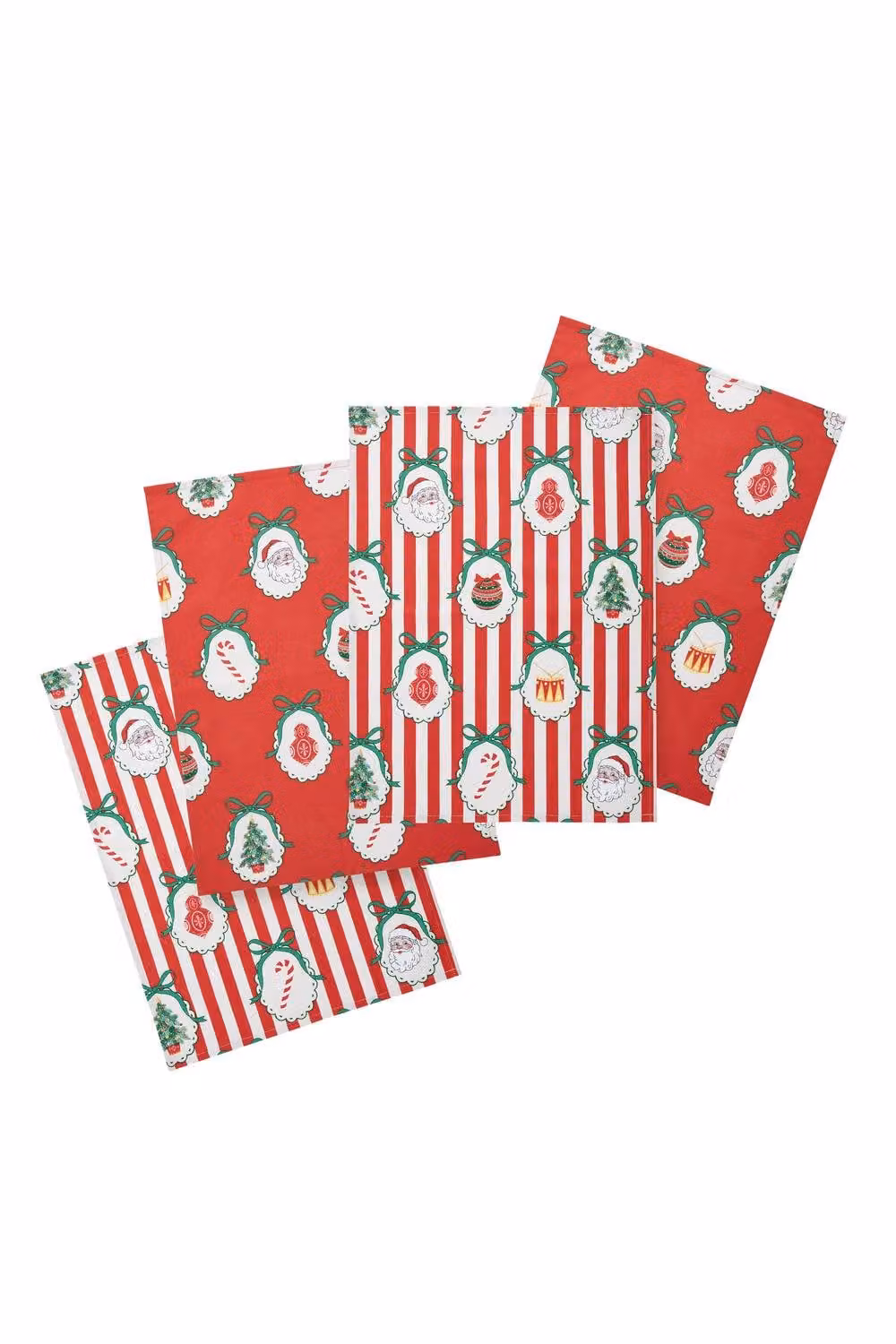 Catherine Lansfield Christmas Vintage Stripe Cotton Kitchen Tea Towel Pack of 4, Red – 2