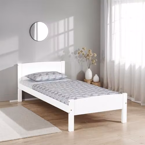 Seconique Amber 3ft Single Wooden Bed Frame in White, W/D/H: 90 x 190 x 74 cm – 1