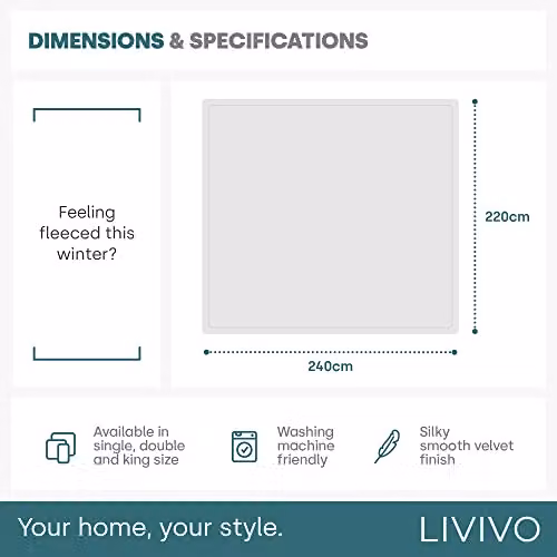 LIVIVO Flannel Fleece Throw Blanket in Turquoise Blue, W/D/H: 220 x 240 cm – 6