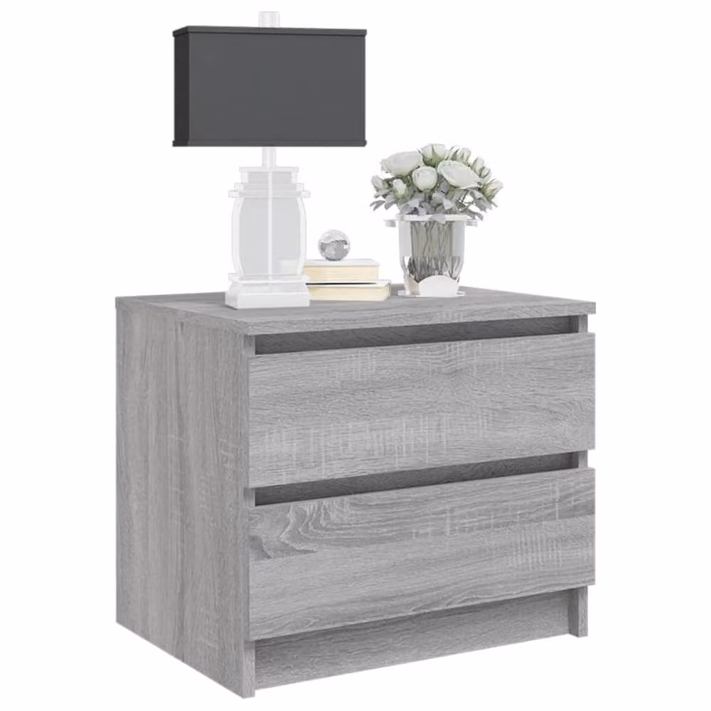 Berkfield Home Set of 2 Grey Sonoma Bedside Cabinets in Engineered Wood W/D/H: 50 x 39 x 43.5 cm – 3