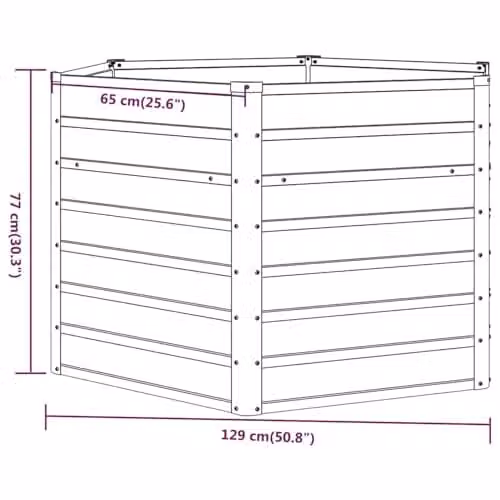 vidaXL Corten Steel Raised Bed in Brown, W/D/H: 129 x 129 x 77 cm – 4