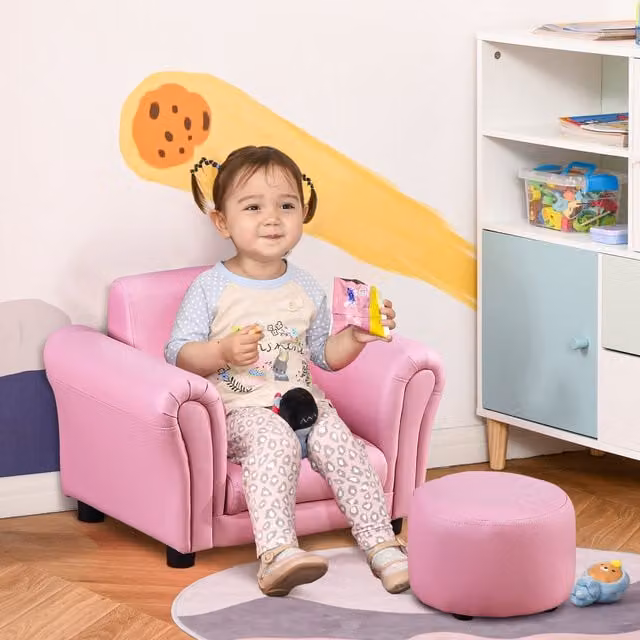 HOMCOM Childrens Sofa Set in Pink