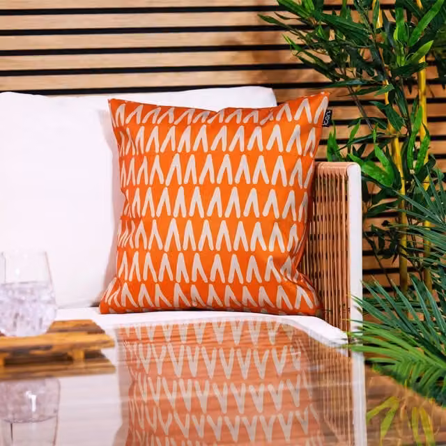 icon Mark Making Waterproof Indoor & Outdoor Cushion, Burnt Orange, W/D/H: 43 x 43 x 43 cm