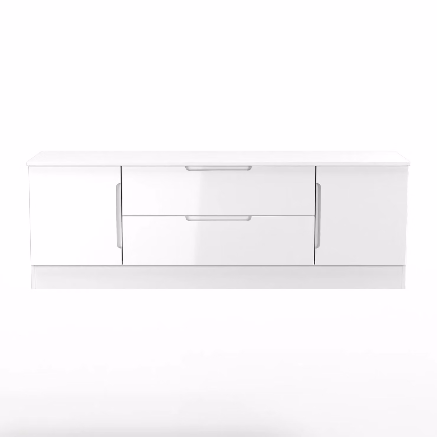 2 U Lucca Superwide TV Unit with 2 Doors and 2 Drawers in White Glossy Finish – 2