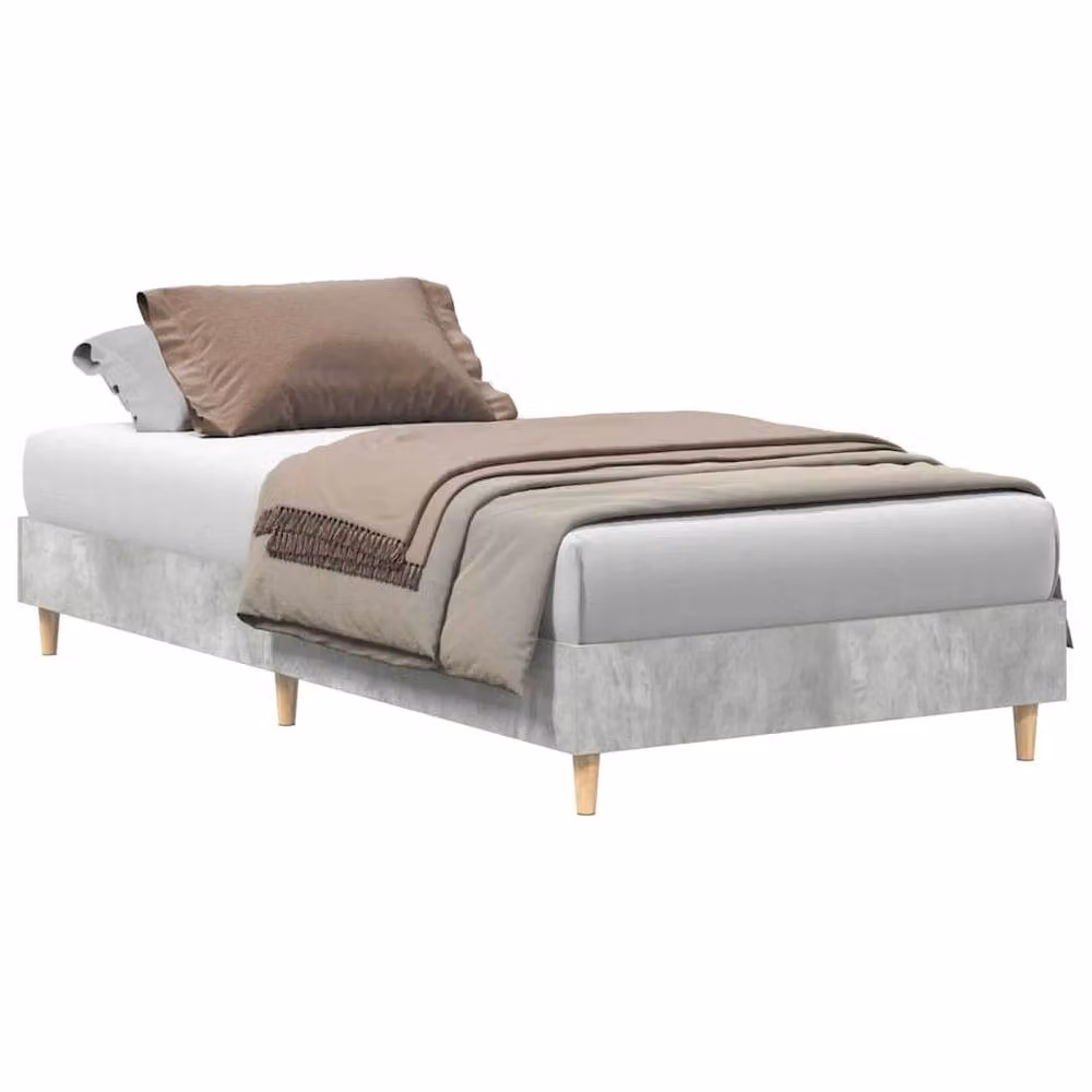 Berkfield Home Durable Bed Frame in Concrete Grey, W/D/H: 100 x 200 x 25 cm – 2
