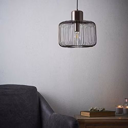 Endon Nicola Industrial Dimmable Pendant Light in Copper and Brown Metal and Wood, Height Adjustable: 130 cm – 2