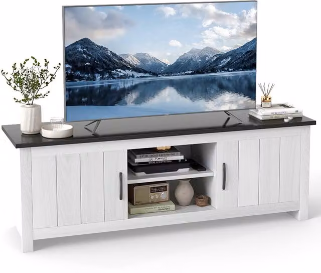 COSTWAY Modern Matt Black TV Console Table for your Living Room