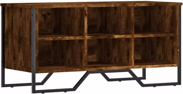 Berkfield Home Industrial Shoe Cabinet in Smoked Oak, W/D/H: 90 x 38 x 45.5 cm – 1