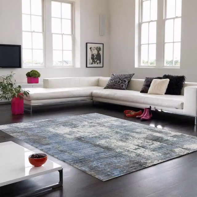 The Rug Shop UK Blue Abstract Viscose Area Rug, W/D: 120 x 170 cm