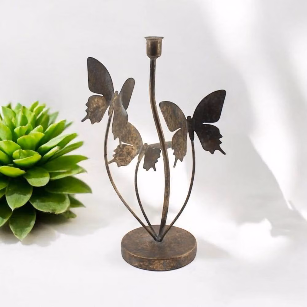 Minster Metal Taper Candle Holder in Bronze, W: 15 cm, D: 12 cm, H: 35 cm – 2