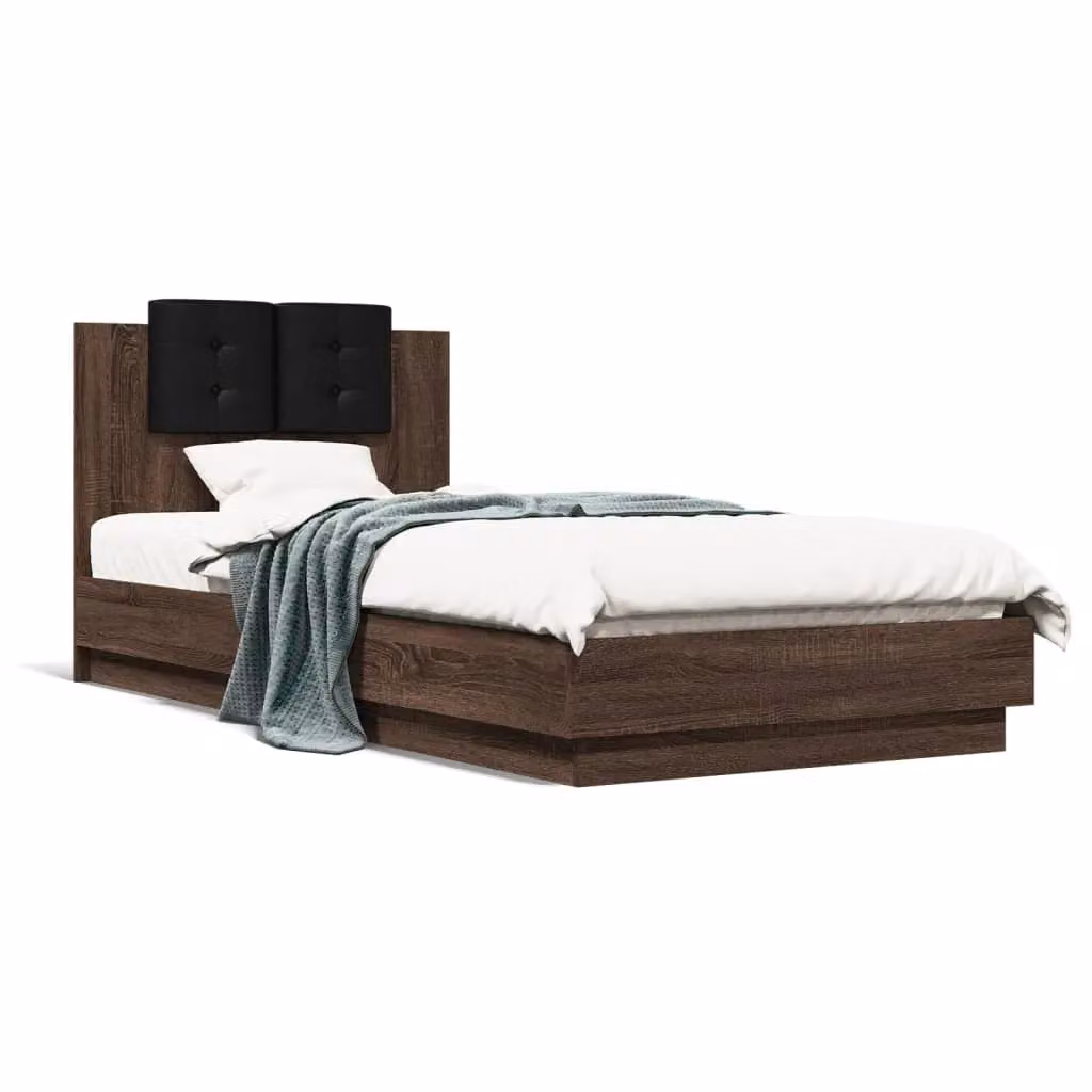 Berkfield Home Modern Bed Frame in Brown Oak, W: 100 cm, L: 200 cm – 2
