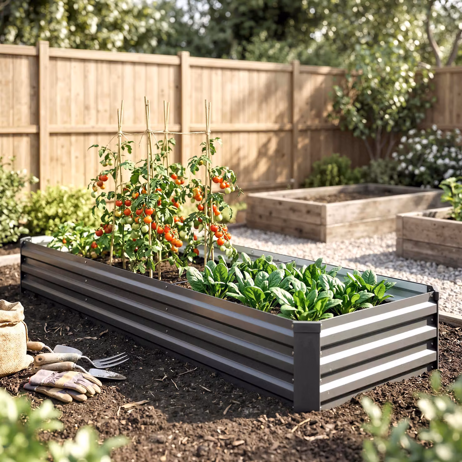 Outsunny Galvanised Steel Raised Bed Rectangular Outdoor Elevated Planter Box with Safety Edging in Grey, W: 240 cm, D: 60 cm, H: 30 cm – 2