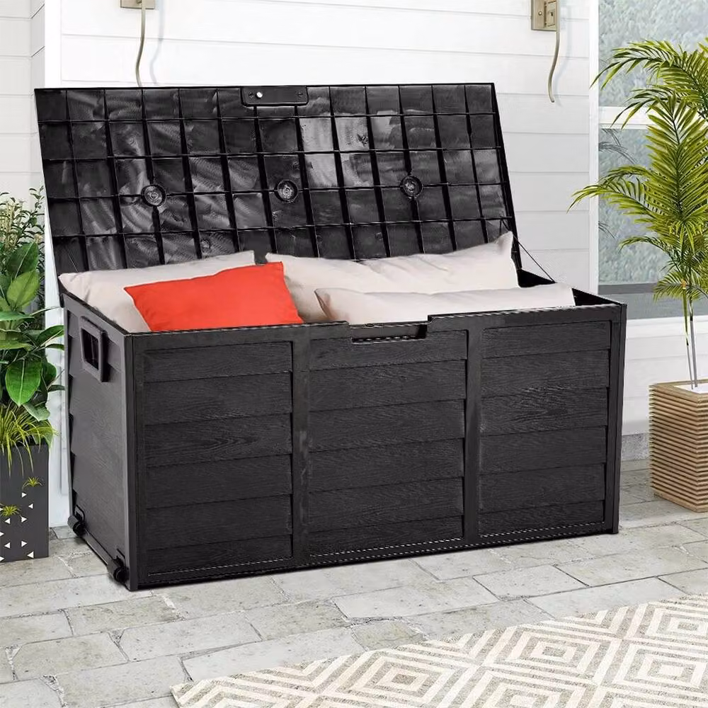 KORVIXA Black Outdoor Garden Storage Box, W/D/H: 100 x 100 x 54 cm – 3
