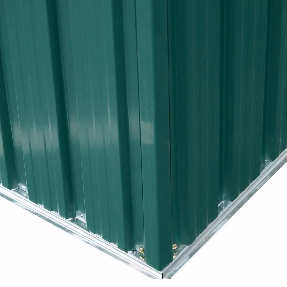NESTLUNE Green Metal Garden Storage Shed with Double Doors and Foundation – 3