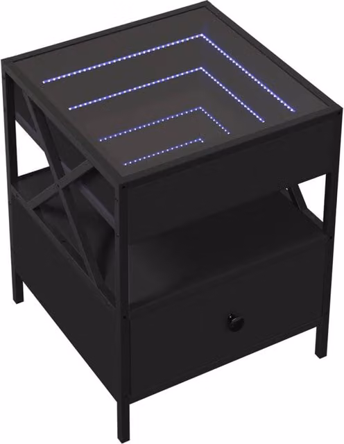 Berkfield Home Infinity LED Decorative Bedside Table in Black, W/D/H: 40 x 40 x 51 cm – 1